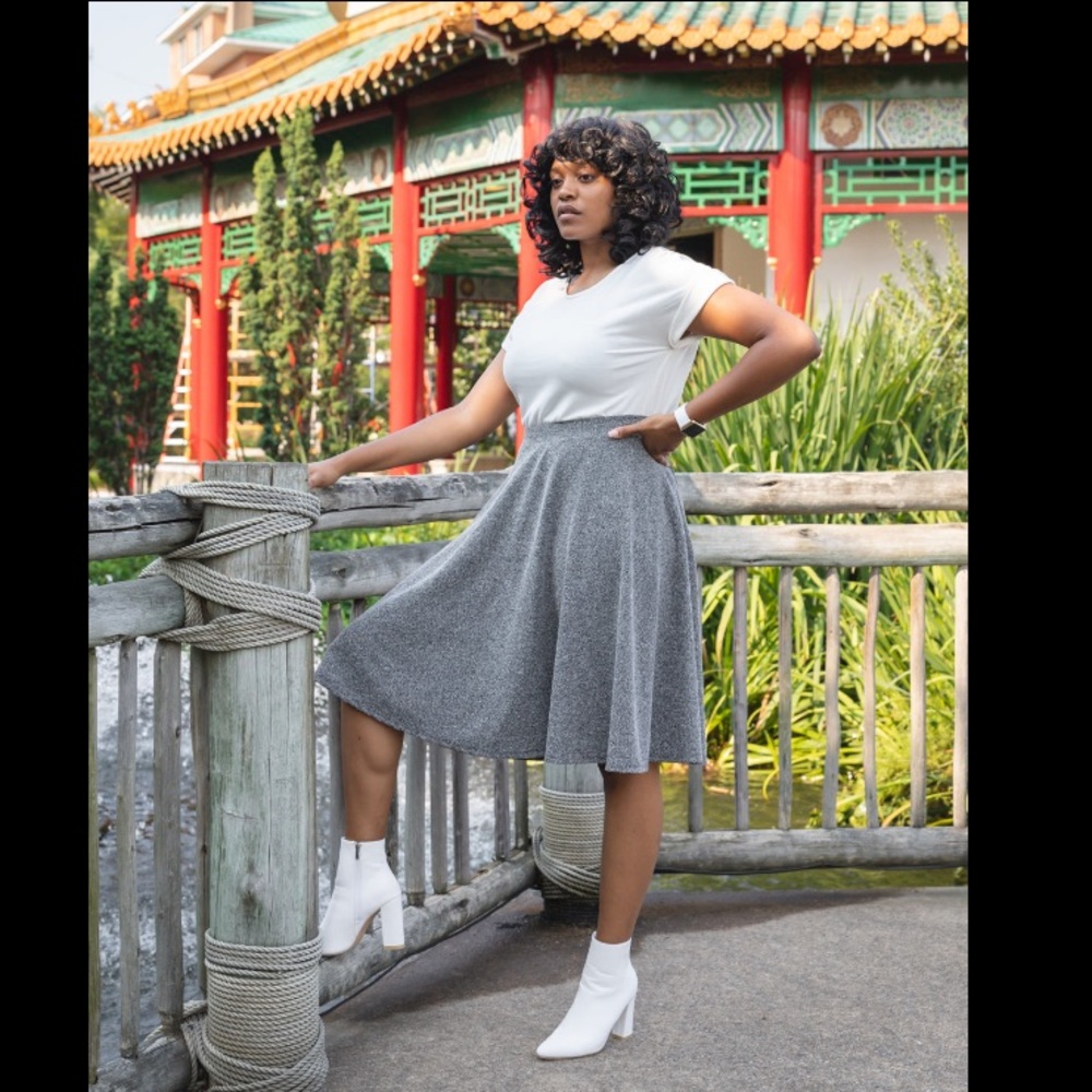 Stone wash midi skirt